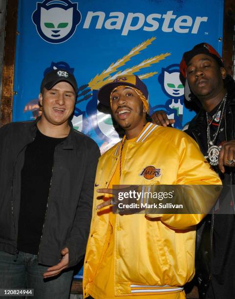 Shawn Fanning and Ludacris during Celebrate The Launch of Napster 2.0 - Arrivals at House of Blues in West Hollywood, California, United States.