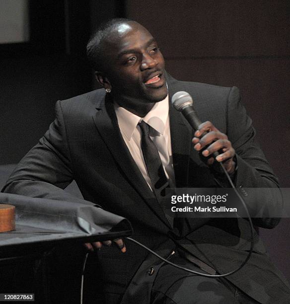 Singer Akon performs at the Peter Buffett performance at The Paley Center for Media on October 3, 2008 in Beverly Hills, California.