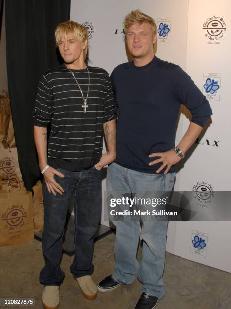 Aaron Carter and Nick Carter during Howie Dorough's Birthday Party at LAX in Hollywood, California, United States.