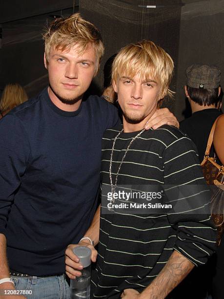 Nick Carter and Aaron Carter during Howie Dorough's Birthday Party at LAX in Hollywood, California, United States.