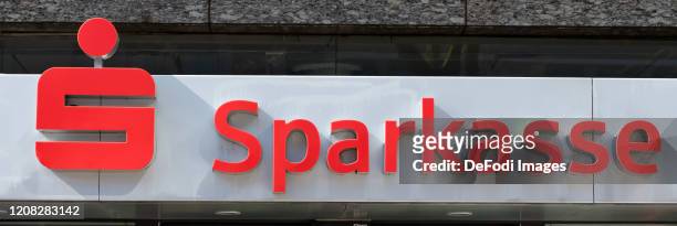 The logo of Sparkasse is seen on the facade of a Sparkasse branch on March 24, 2020 in Dortmund, Germany.