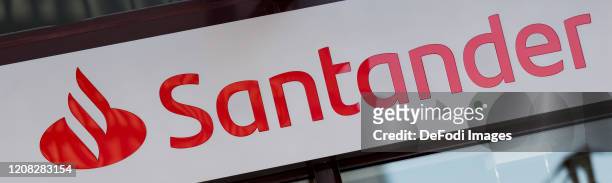 The logo of Santander is seen on the facade of a Santander branch on March 24, 2020 in Dortmund, Germany.
