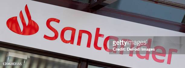The logo of Santander is seen on the facade of a Santander branch on March 24, 2020 in Dortmund, Germany.