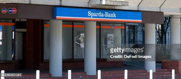 The logo of Sparda-Bank is seen on the facade of a Sparda-Bank branch on March 24, 2020 in Dortmund, Germany.