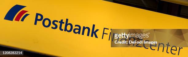 The logo of Postbank is seen on the facade of a Postbank branch on March 24, 2020 in Dortmund, Germany.