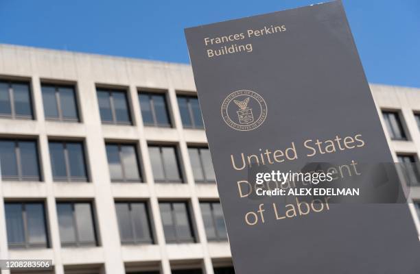 The US Department of Labor Building on March 26 in Washington, DC. The economic shutdown caused by the coronavirus pandemic sparked an explosion of...