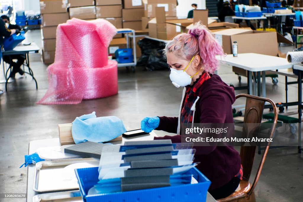 NYC Mayor De Blasio Visits Local Businesses Manufacturing Protective Gear