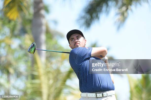 Andres Gallegos of Argentina hits his tee shot on the 11th hole during the third round of the Estrella del Mar Open at Estrella del Mar Golf & Beach,...