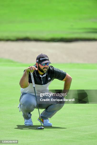 Mario Galiano of Spain lines up a putt on the 11th green during the third round of the Estrella del Mar Open at Estrella del Mar Golf & Beach, on...