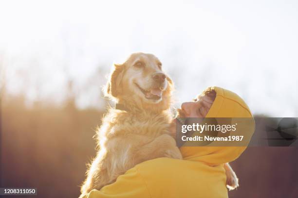 man and dog enjoying sunny day in nature - dog agility stock pictures, royalty-free photos & images