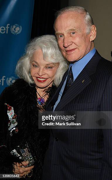 Lois Aldrin and Buzz Aldrin during UNICEF Goodwill Gala to Celebrate 50 Years of Celebrity Advocacy - Arrivals at Beverly Hilton Hotel in Beverly...