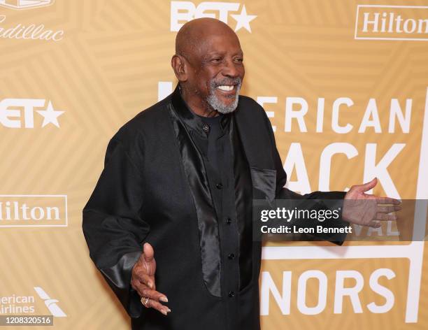 Louis Gossett Jr. Attends American Black Film Festival Honors Awards Ceremony at The Beverly Hilton Hotel on February 23, 2020 in Beverly Hills,...