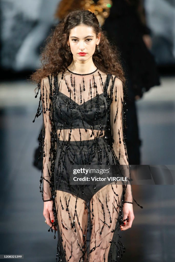 A model walks the runway during the Dolce Gabbana Ready to Wear