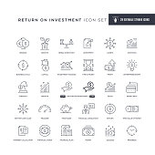 Return on Investment Editable Stroke Line Icons