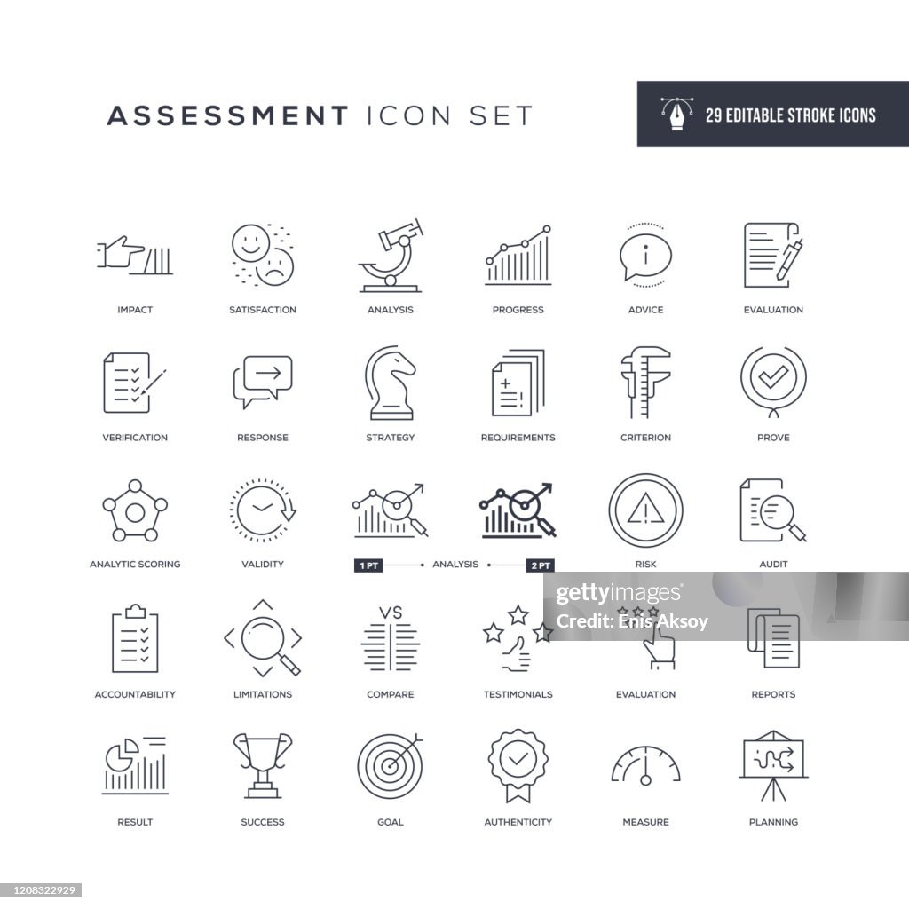 Assessment Editable Stroke Line Icons