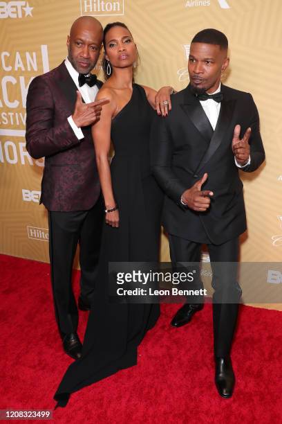 Jeff Friday, Nicole Friday and Jamie Foxx attend American Black Film Festival Honors Awards Ceremony at The Beverly Hilton Hotel on February 23, 2020...