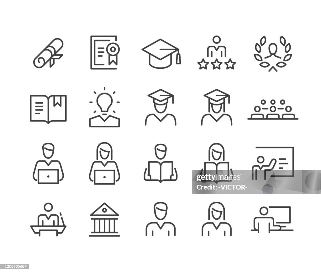 Iconos de Educación y Estudiantes - Classic Line Series