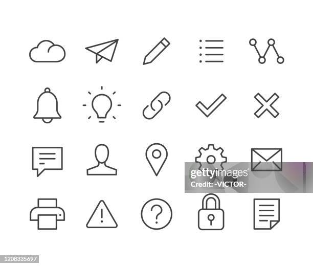 illustrazioni stock, clip art, cartoni animati e icone di tendenza di icone di interfaccia - serie linea classica - file informatico
