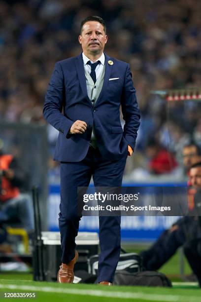 Paulo Sergio the manager of Portimonense SC looks on during the Liga Nos match between FC Porto and Portimonense SC at Estadio do Dragao on February...