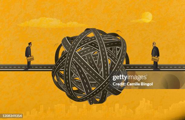 tangled knot-business world - skill gap stock illustrations