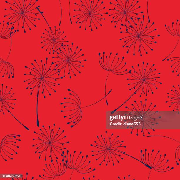 retro style summer weeds seamless pattern - dandelion repeat pattern stock illustrations