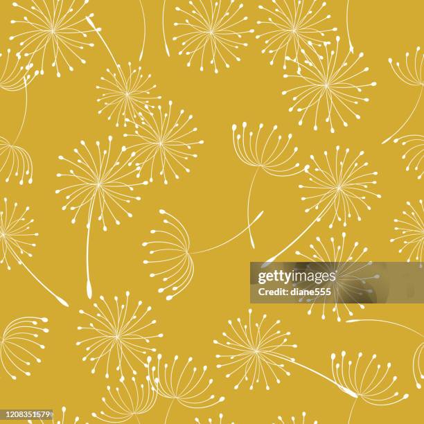 ilustraciones, imágenes clip art, dibujos animados e iconos de stock de retro estilo verano weeds patrón sin costura - diente de león