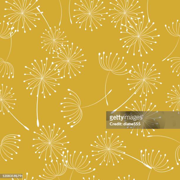 retro style summer weeds seamless pattern - dandelion drawing stock illustrations