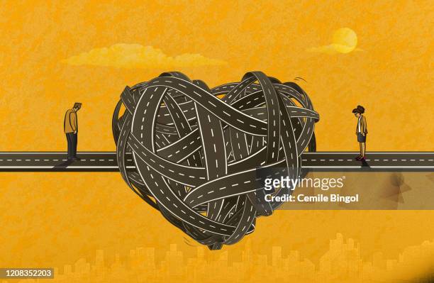 tangled knot-love - separation stock illustrations