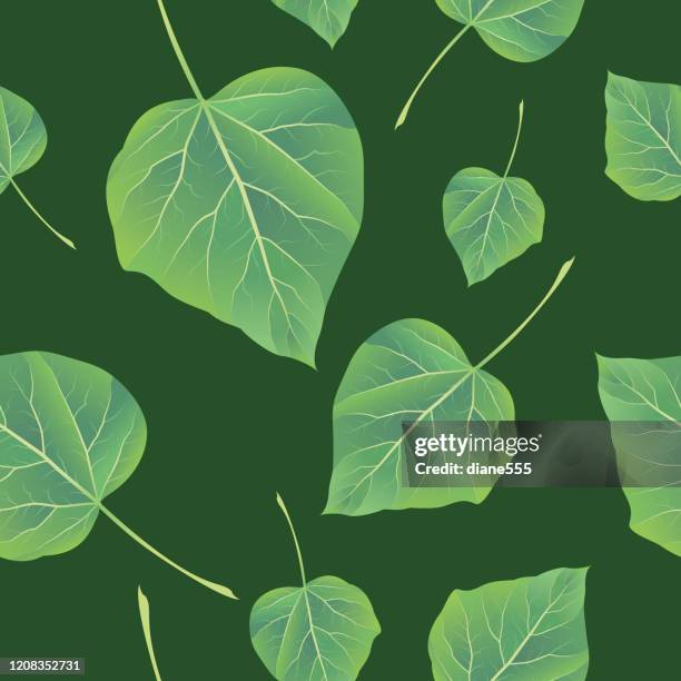 seamless poplar leaf pattern - poplar stock illustrations