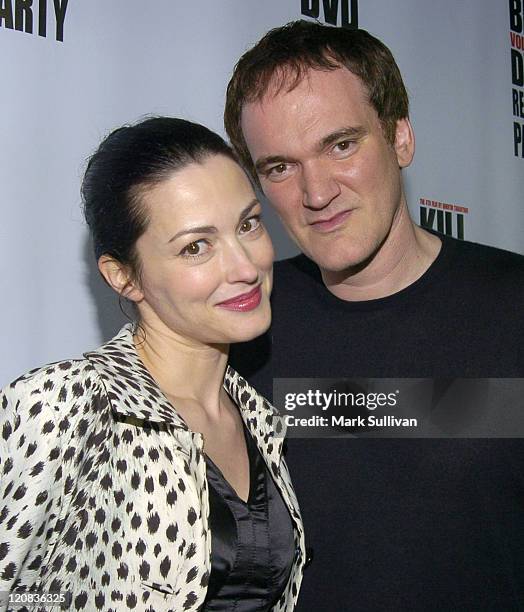 Julie Dreyfus and Quentin Tarantino during "Kill Bill: Vol. 1" DVD Release Party at The Playboy Mansion in Holmby Hills, California, United States.