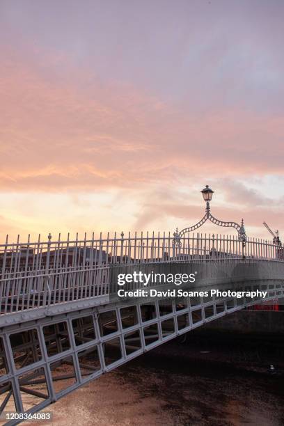 ha'penny bridge, dublin city, ireland - ha'penny bridge dublin stock pictures, royalty-free photos & images