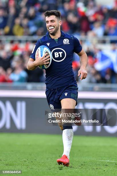 Scotland player Adam Hastings score the goal during the match Italy- Scotland in the olimpic stadium. Rome , February 22nd, 2020