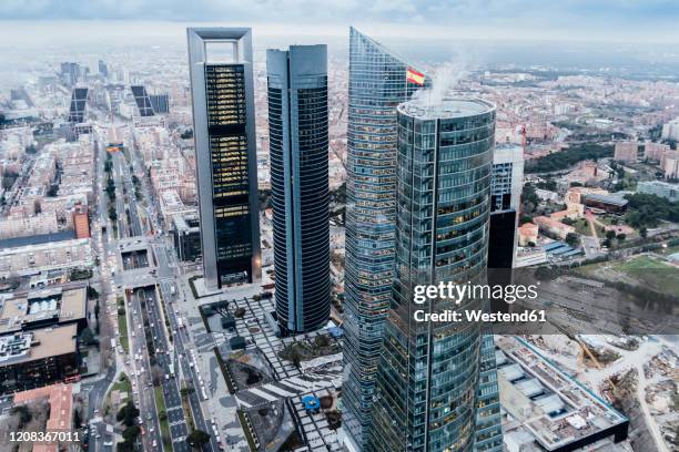 madrid, spain aerial view of city - madrid aerial stock pictures, royalty-free photos & images