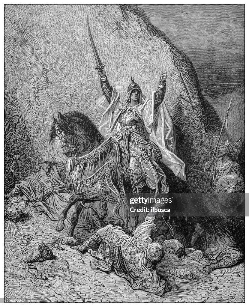 Antique illustration of important people of the past: Saladin