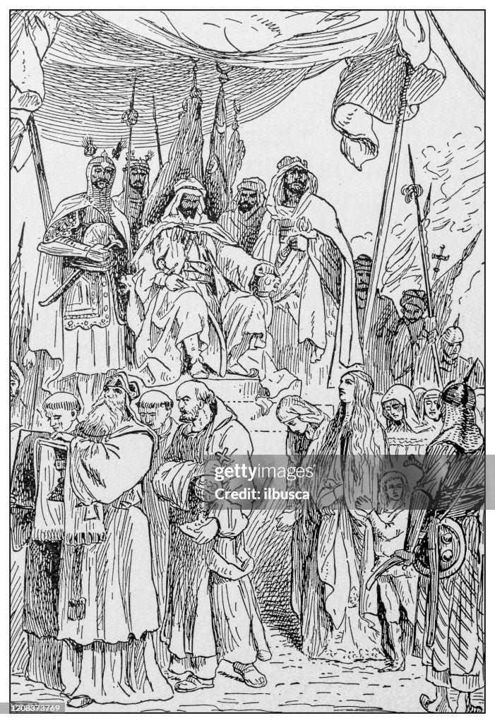 Antique illustration of important people of the past: Saladin