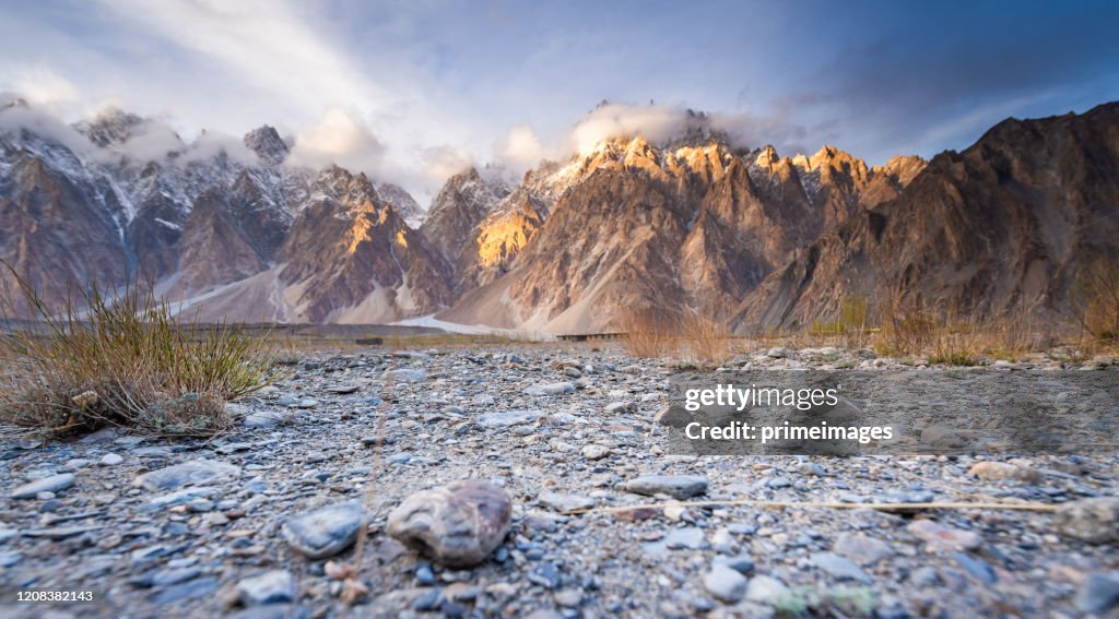 Nature view landscape autumn of the Pakistan in Karakorum mountains , K2 and Nanga Parbat , Pasu valleys and glaciers.