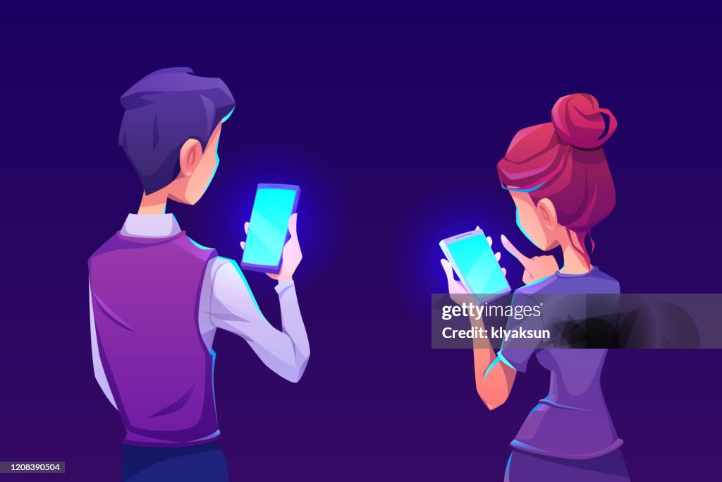 People Using Smartphone App Back View High-Res Vector Graphic - Getty ...