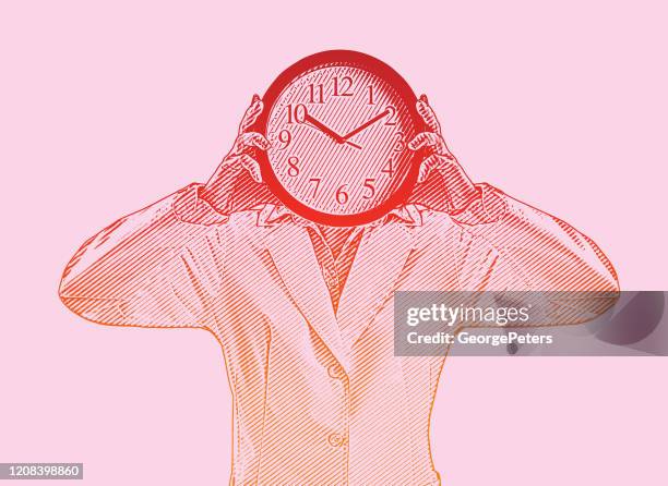 stress caused by time - computer no face stock illustrations