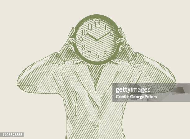 stress caused by time - computer no face stock illustrations