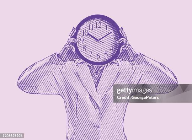 stress caused by time - computer no face stock illustrations