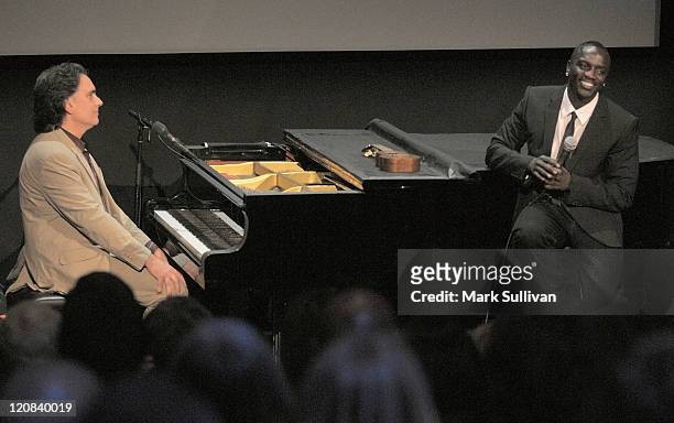 Peter Buffett and singer Akon perform at The Paley Center for Media on October 3, 2008 in Beverly Hills, California.