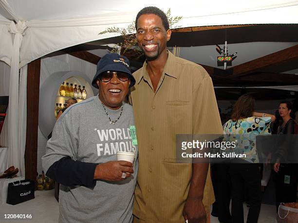 Sam Moore and A.C. Green during The 48th Annual GRAMMY Awards - Distinctive Assets Talent Lounge - Day 3 at Staples Center in Los Angeles,...