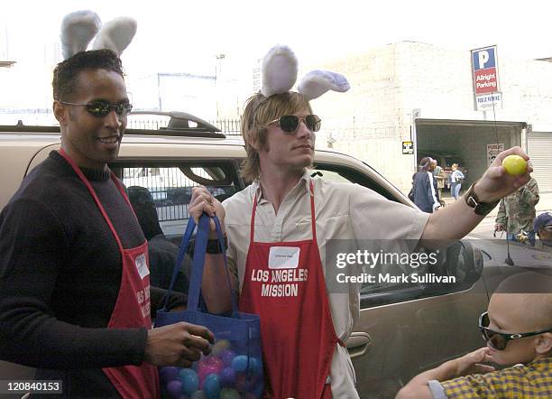 Deus Scott and Jeremiah Alley during Los Angeles Mission 2004 Easter Celebration at Downtown Los Angeles in Los Angeles, California, United States.