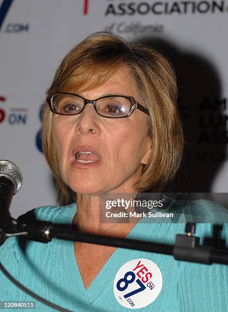 State Senator Barbara Boxer during Yes on Prop. 87 Rally with Leonardo DiCaprio and State Senator Barbara Boxer at CA Democratic Westside Office in...