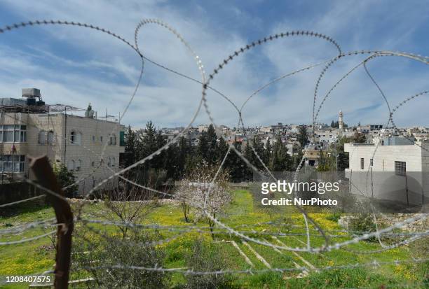 General view of Bethlehem area seen from the wall separting Israel and the West Bank in Bethlehem. On Thursday, March 5 in Bethlehem, Palestine