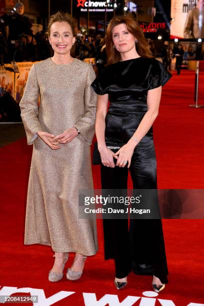 Kristin Scott Thomas and Sharon Horgan attend the "Military Wives" UK Premiere at Cineworld Leicester Square on February 24, 2020 in London, England.
