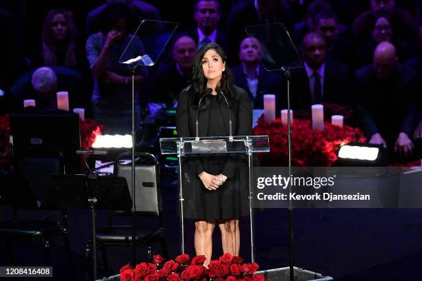 Vanessa Bryant speaks during The Celebration of Life for Kobe & Gianna Bryant at Staples Center on February 24, 2020 in Los Angeles, California.