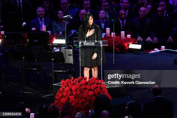 Vanessa Bryant speaks during The Celebration of Life for Kobe & Gianna Bryant at Staples Center on February 24, 2020 in Los Angeles, California.