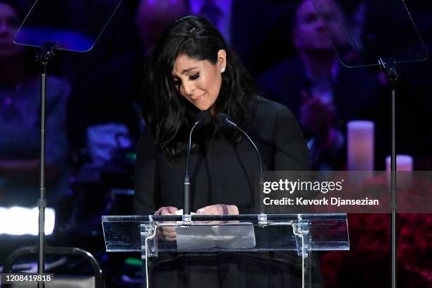 Vanessa Bryant speaks during The Celebration of Life for Kobe & Gianna Bryant at Staples Center on February 24, 2020 in Los Angeles, California.