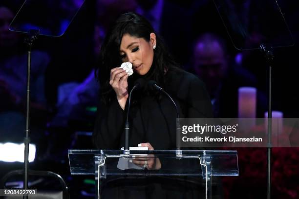 Vanessa Bryant speaks during The Celebration of Life for Kobe & Gianna Bryant at Staples Center on February 24, 2020 in Los Angeles, California.